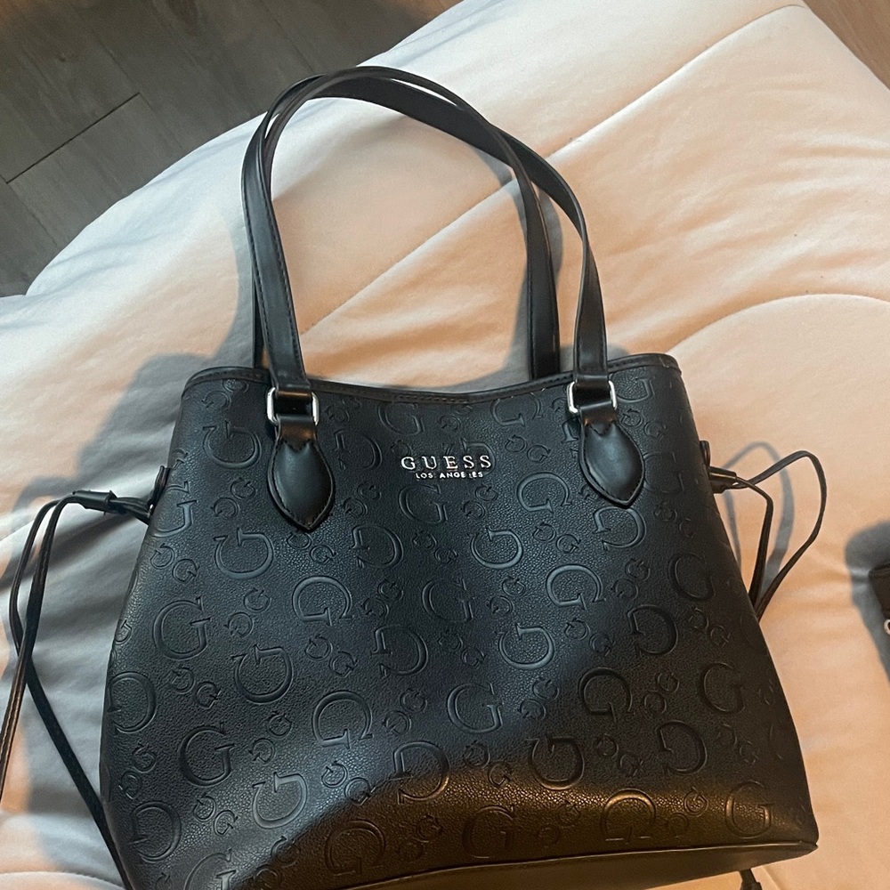 Guess Black Embossed Tote Bag